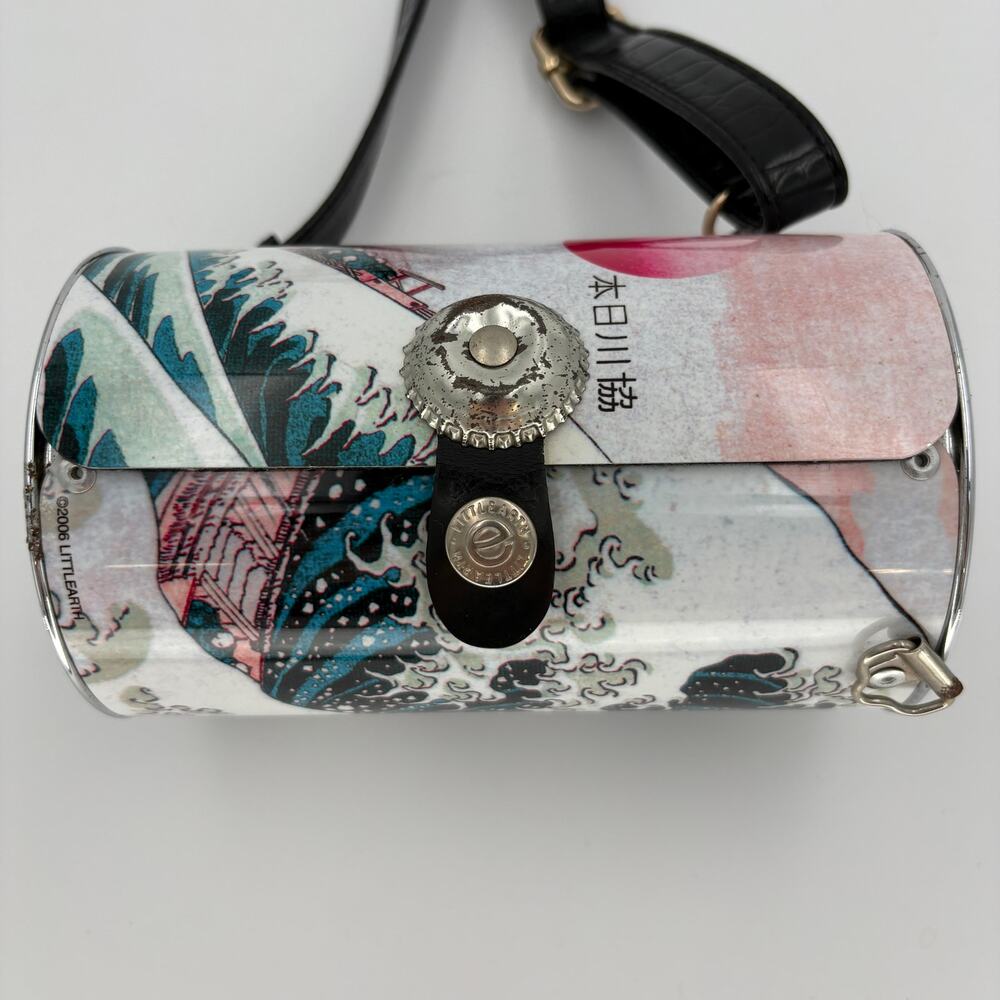 Y2K Little Earth Road Flair Great Wave Cylinder Purse Metal Barrel Bag 2006